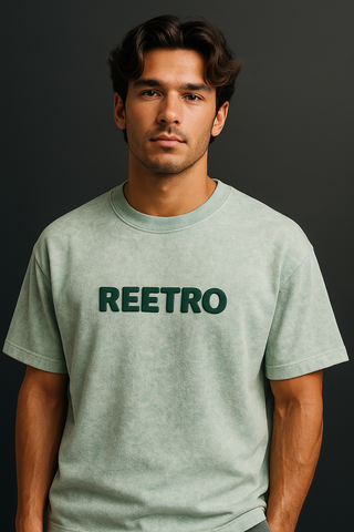 REETRO Classic Logo Oversized T-Shirt – Mint Green premium Streetwear Tee