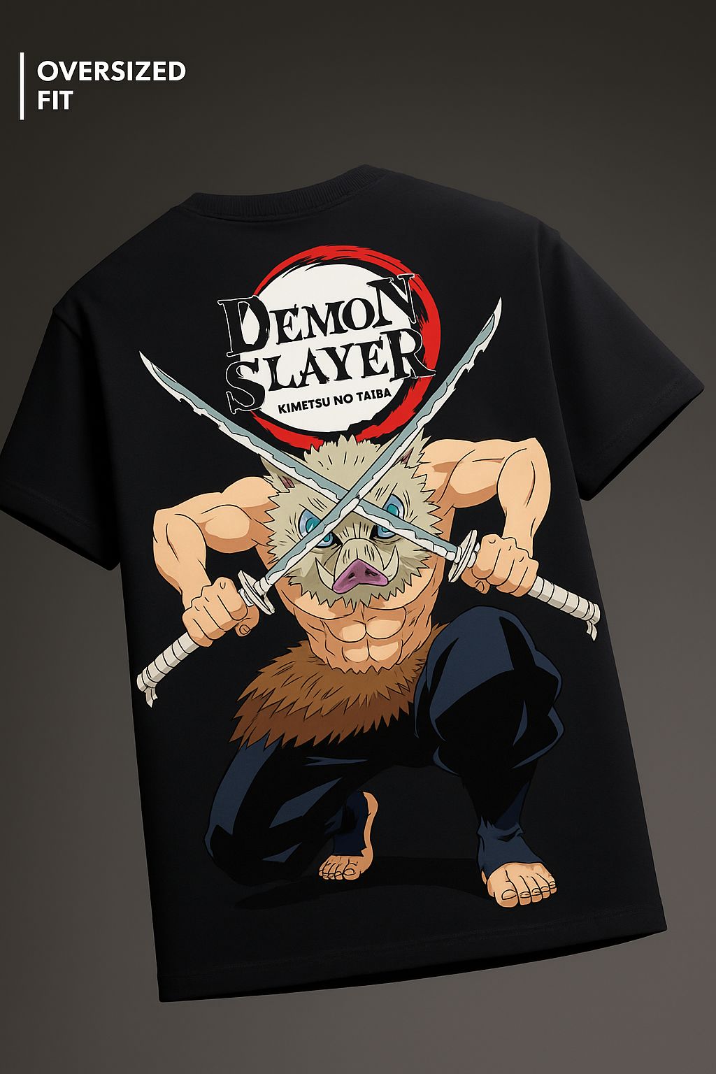 Demon Slayer Oversized Graphic T-Shirt – Inosuke Hashibira Design