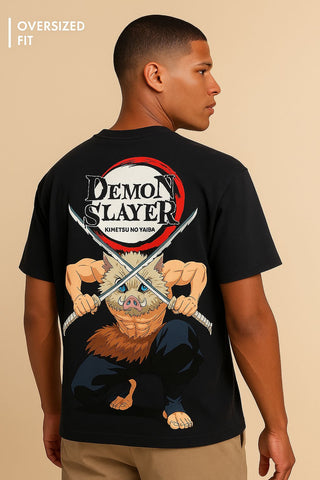 Demon Slayer Oversized Graphic T-Shirt – Inosuke Hashibira Design
