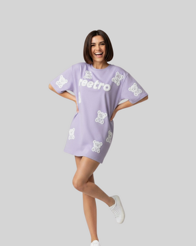 Lavender Teddy Oversized T-Shirt - Puff Print Edition