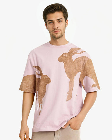 PLACEMENT GRAPHIC PRINT OVERSIZED T-SHIRT BUNN - DUSKY PINK