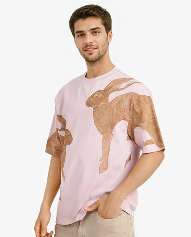 PLACEMENT GRAPHIC PRINT OVERSIZED T-SHIRT BUNN - DUSKY PINK